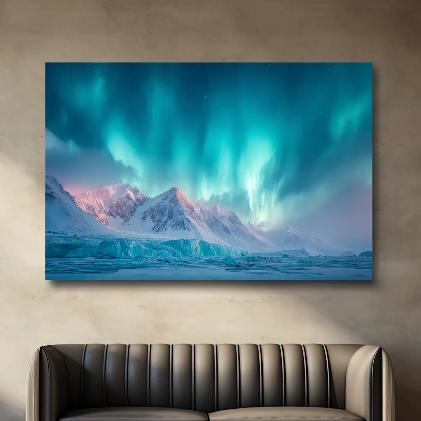 Aurora Borealis Over Icy Arctic Mountains - Northern Lights Wall Art