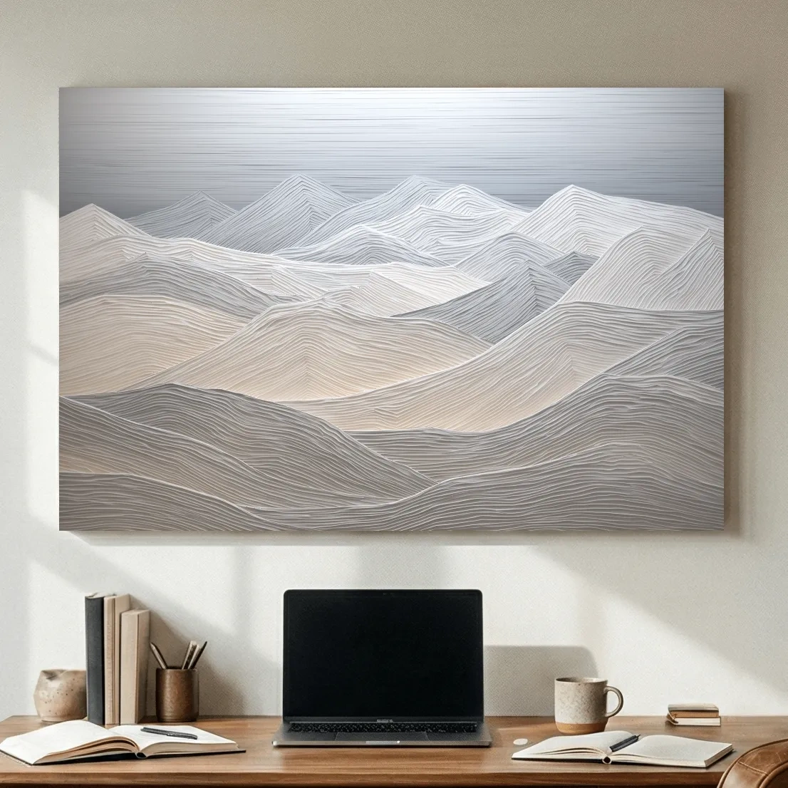Minimalist Topographic Mountain Ridges - 3D Painting Effect Wall Art