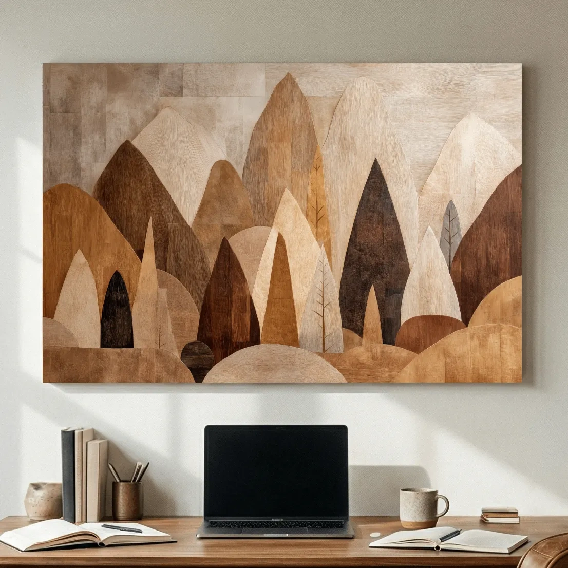 Earthy Abstract Boho Mountains - Modern Minimalist Forest Wall Art