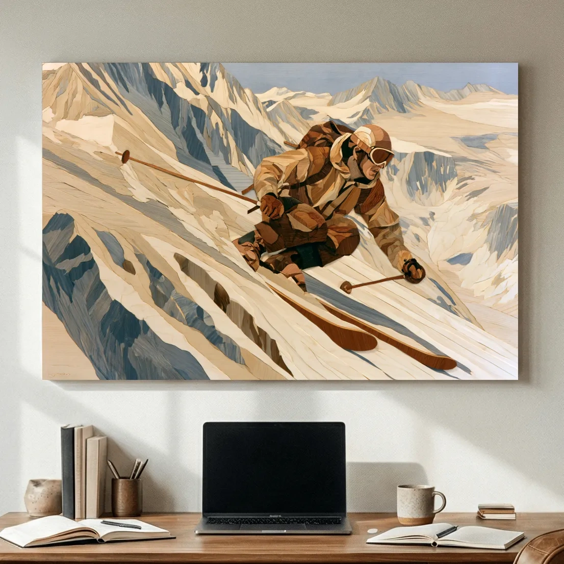 Dynamic Backcountry Skier Alpine Descent - Adventure Winter Sports Wall Art