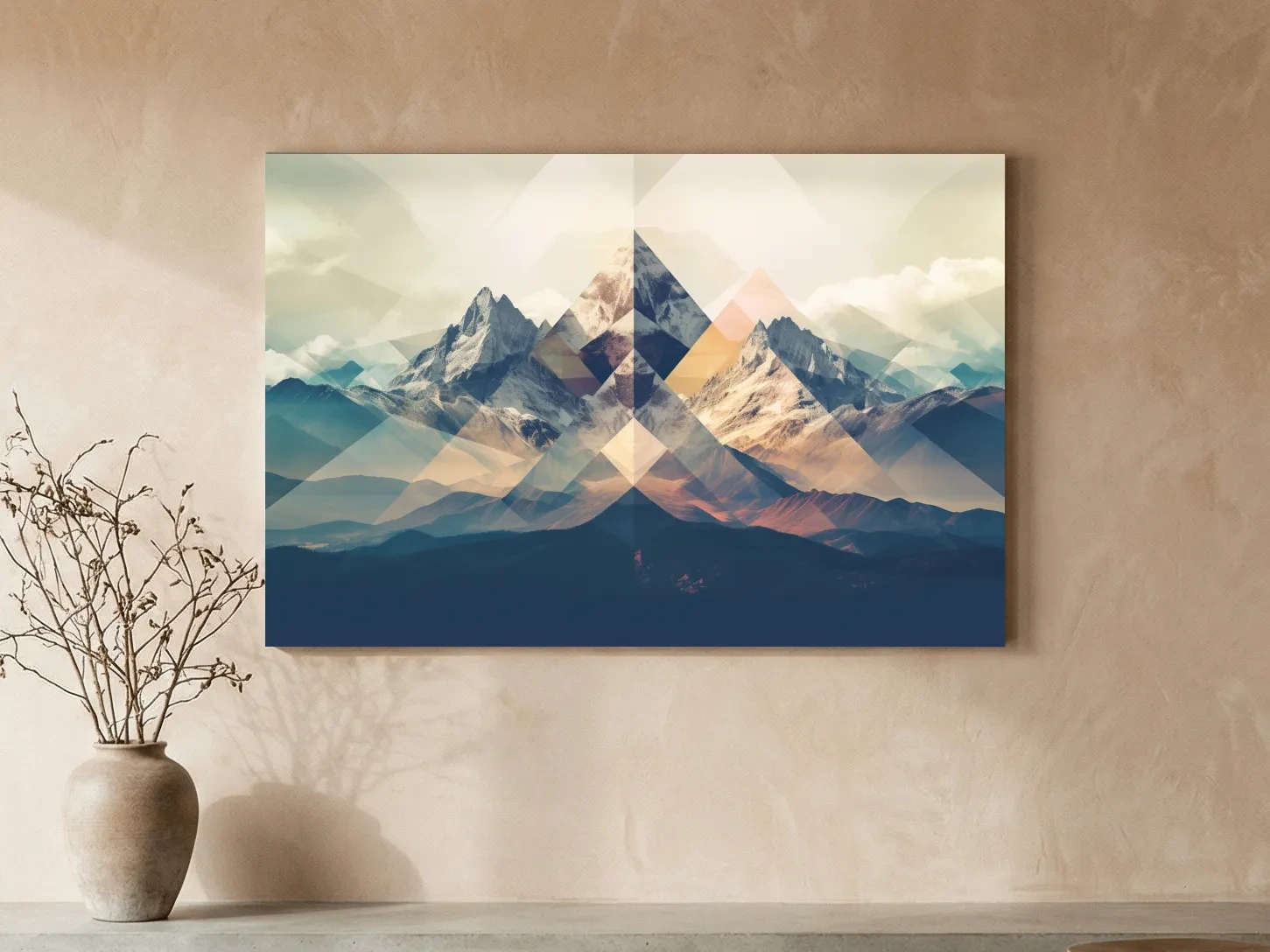 Geometric Abstract Alpine Mountain Peaks - Modern Polygon Landscape Wall Art