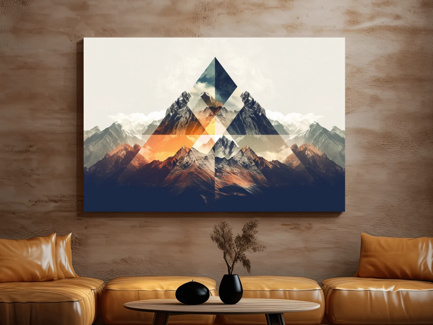 Abstract and geometric textured mountain art