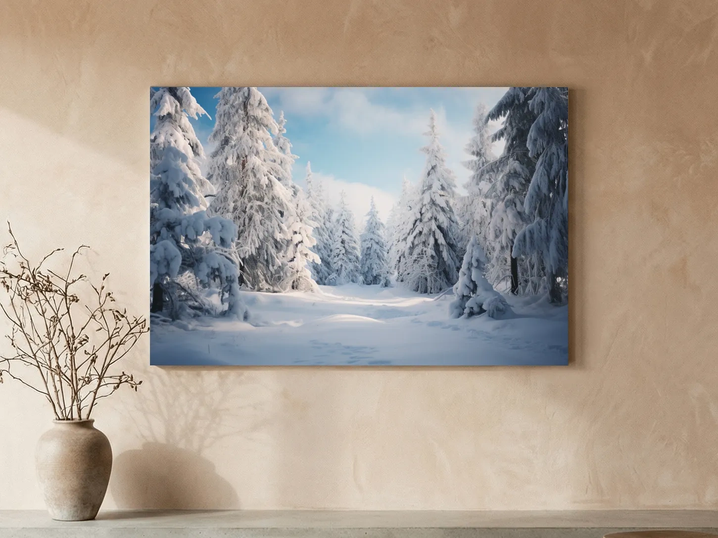 Serene Snowy Pine Forest Photography - Winter Wonderland Nature Wall Art