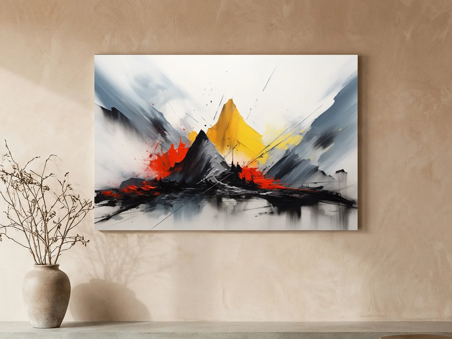 Abstract Mountain Peaks Painting - Modern Impasto Style Wall Art