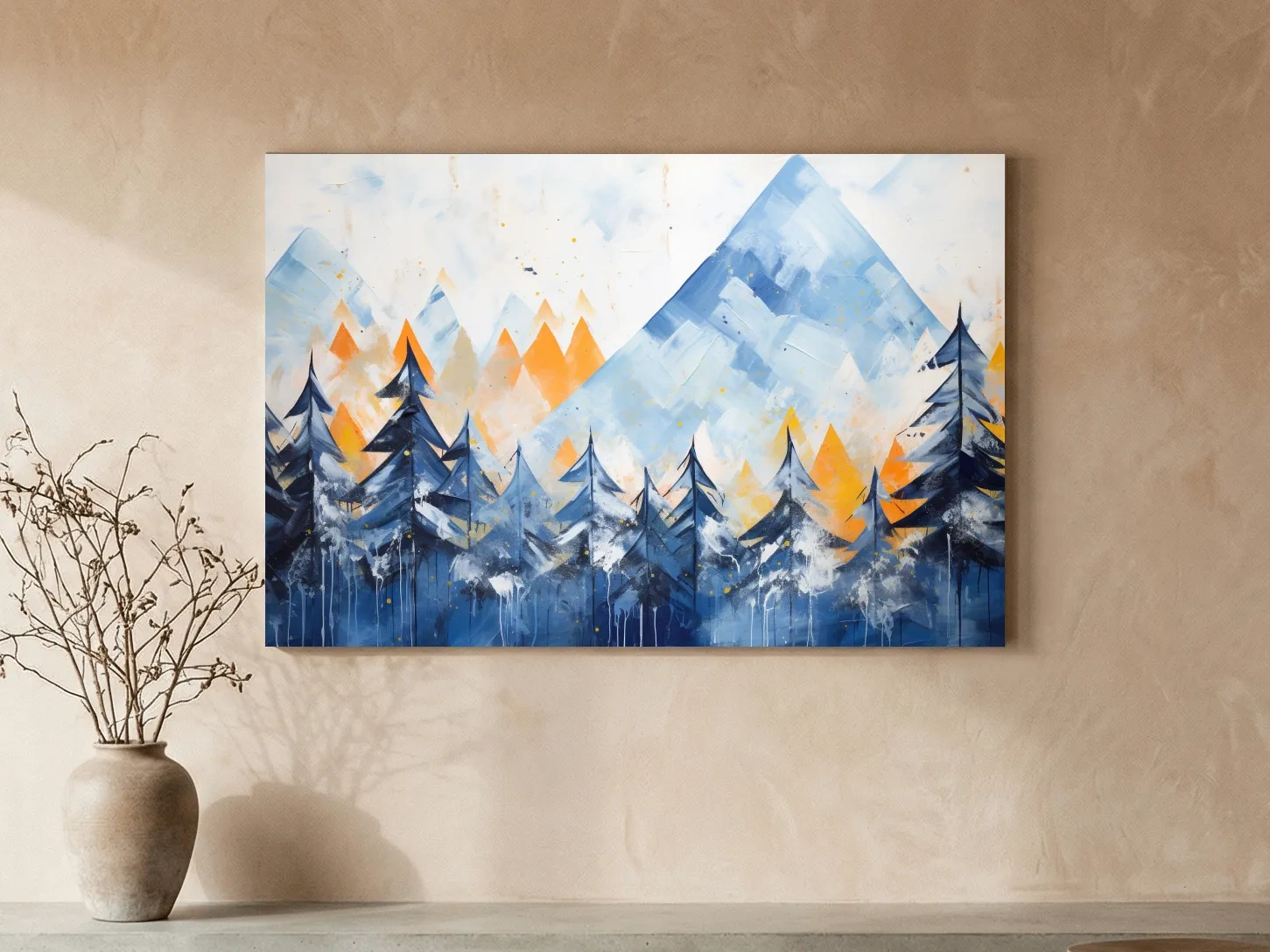 Abstract Alpine Mountain Peaks - Watercolor Forest Wall Art