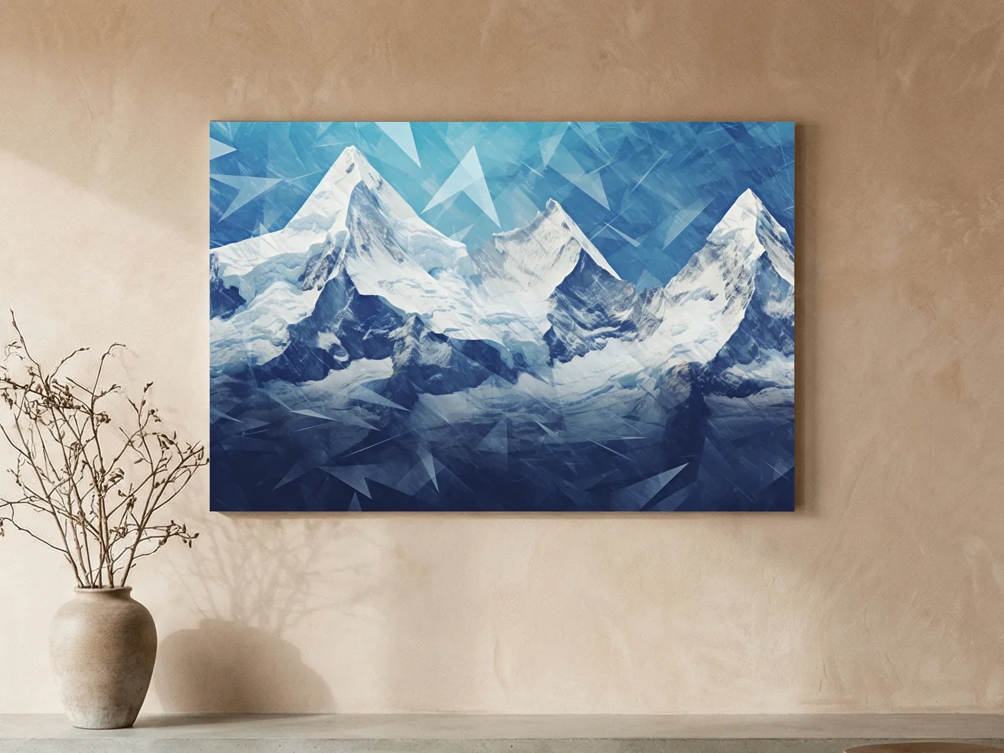 Geometric Icy Glacial Alpine Peaks - Abstract Mountain Landscape Wall Art