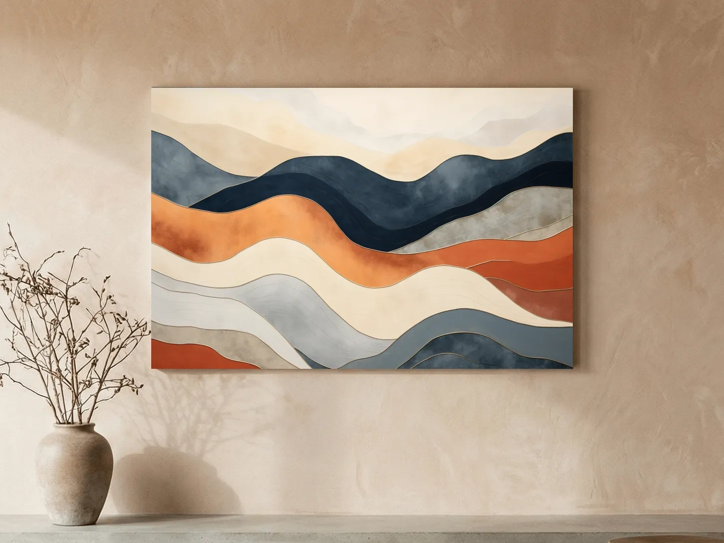 Abstract Wavy Mountain Layers - Mid Century Modern Landscape Wall Art