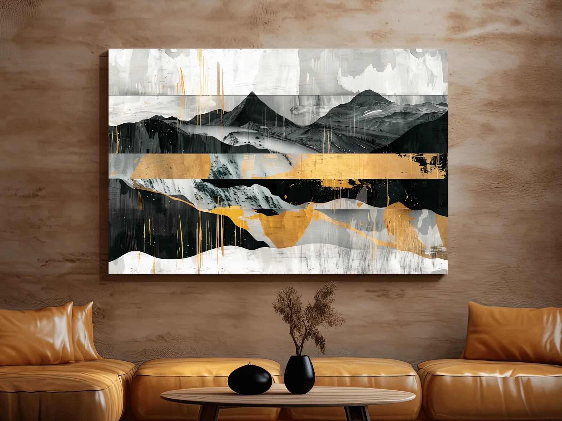 Modern abstract mountain art painting, large format wall art