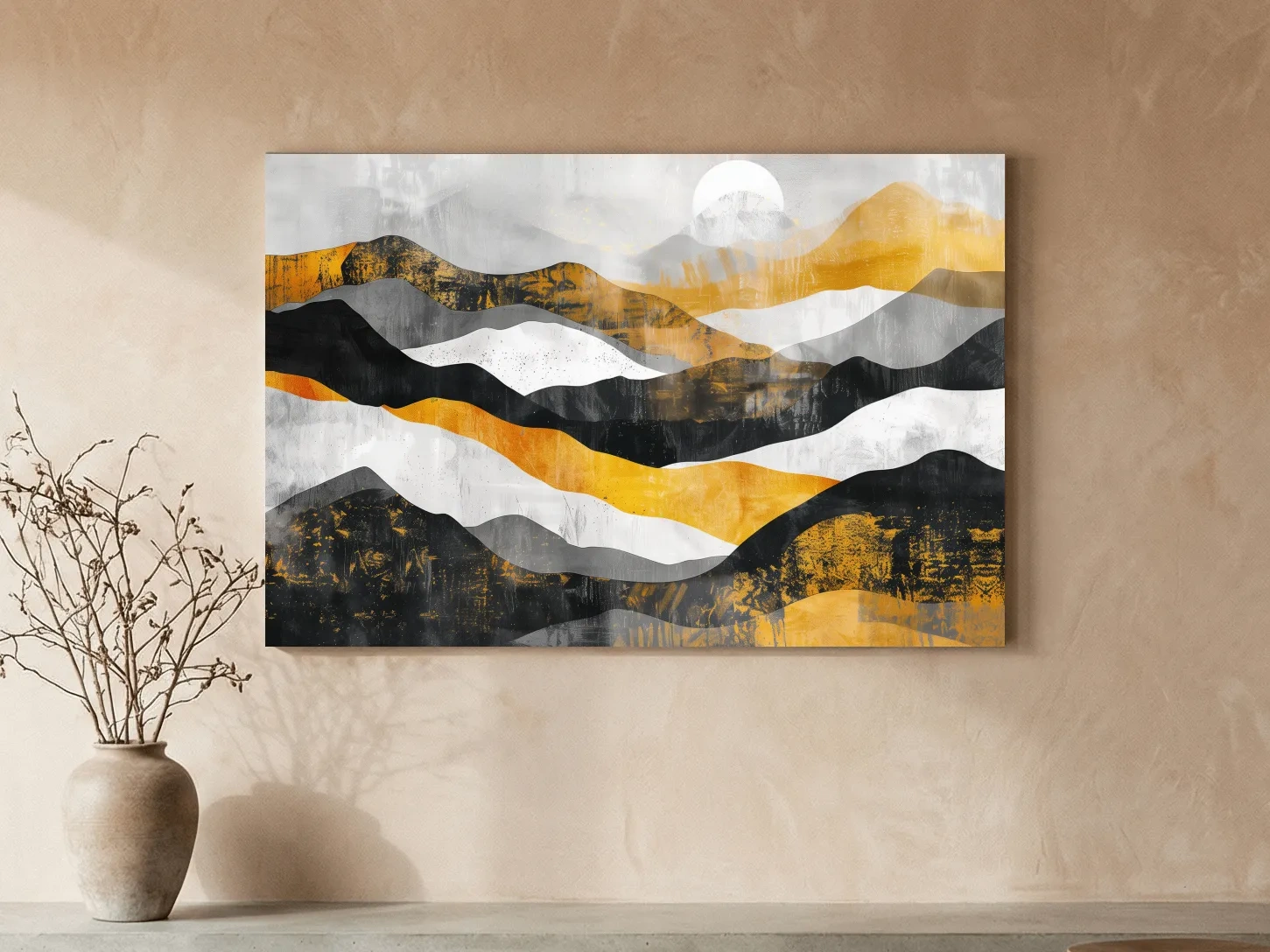 Abstract Layered Mountain Ranges - Modern Landscape Wall Art