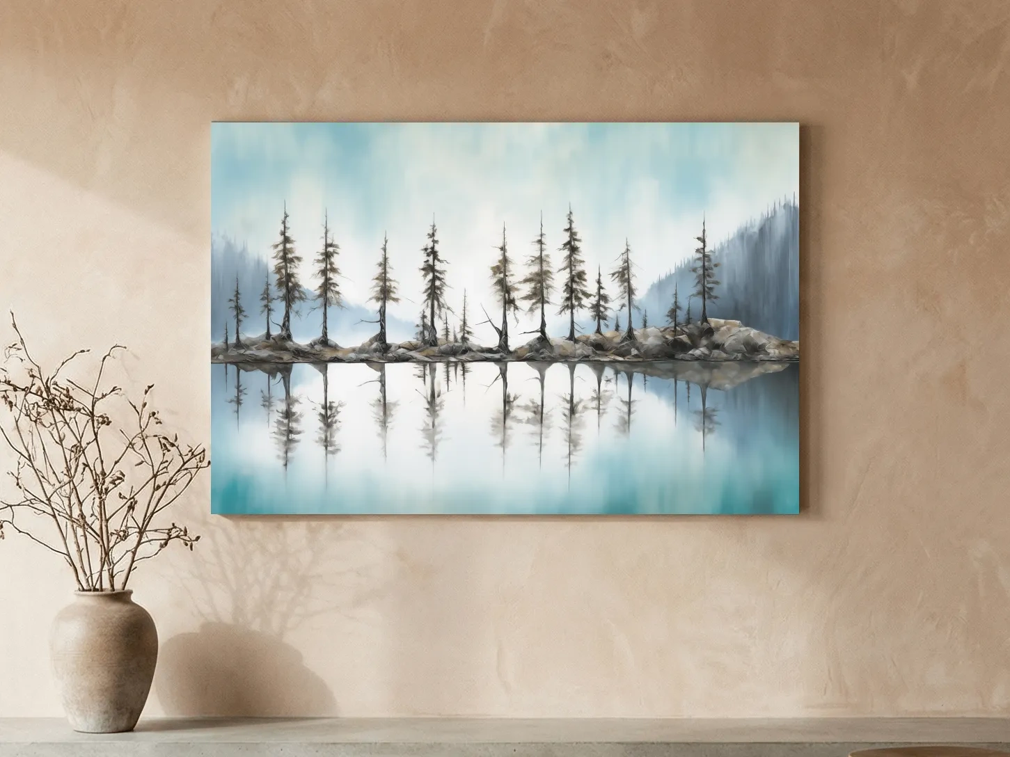 Minimalist Pine Tree Torqouise Alpine Lake Reflection - Pacific Northwest Wall Art