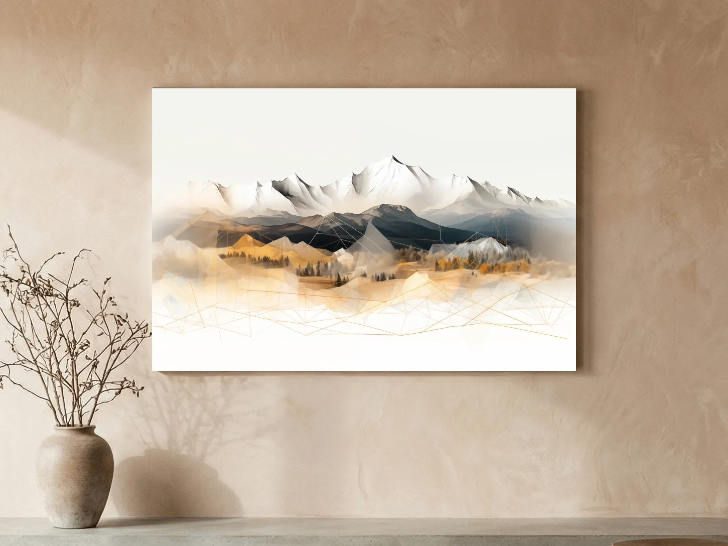 Geometric Mountain Range Forest Landscape - Modern Abstract Wall Art