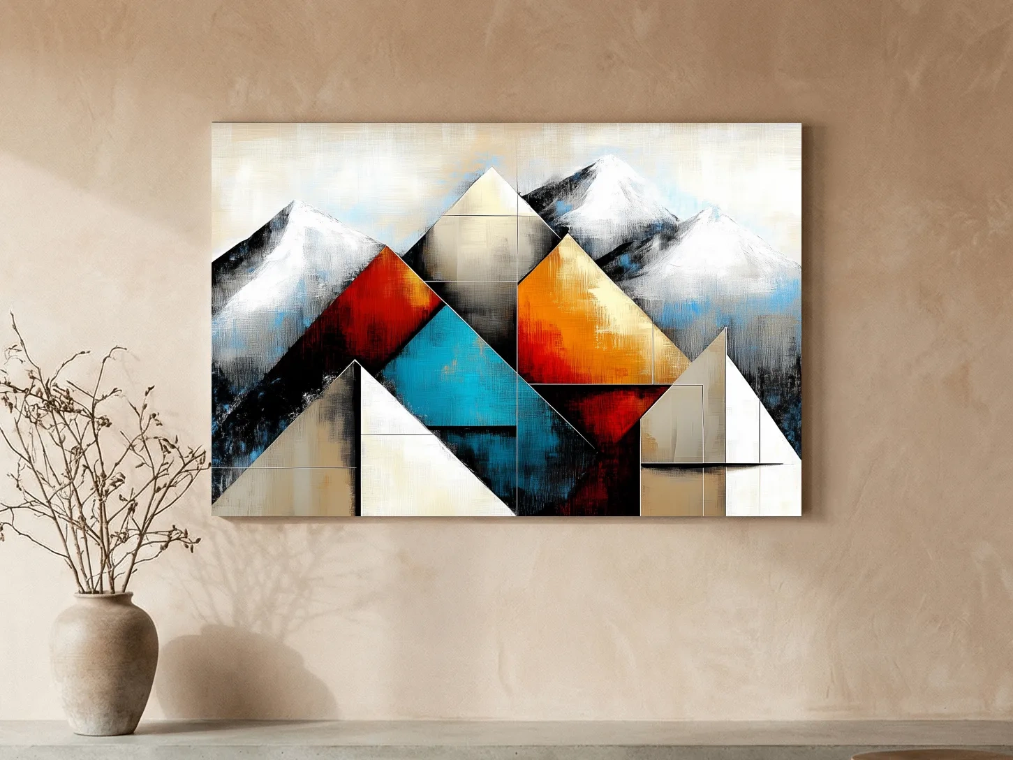 Geometric Abstract Mountain Glacier Painting - Modern Textured Style Wall Art
