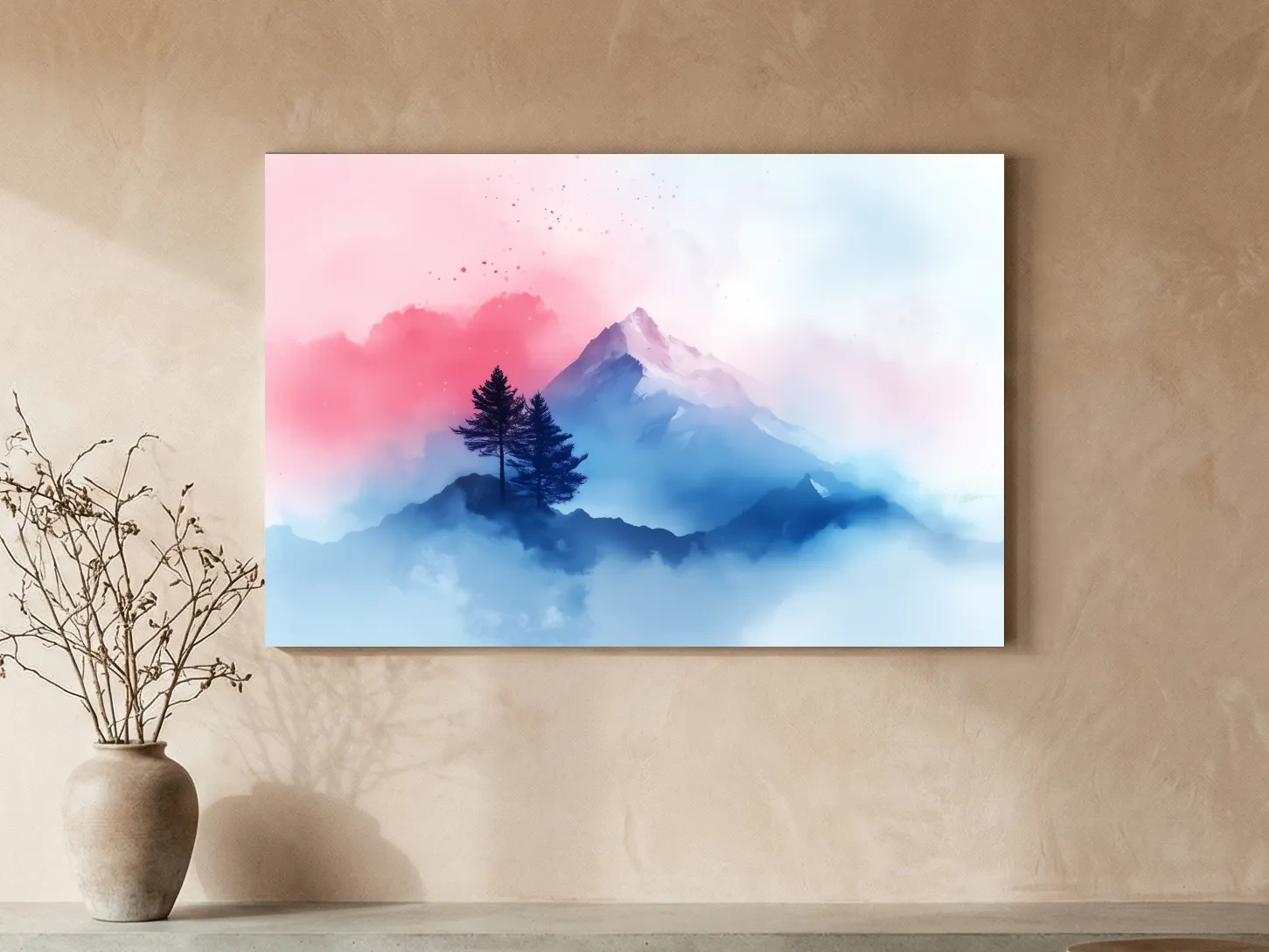 Pastel Watercolor Glacier Peak In The Clouds - Dreamy Alpine Wall Art