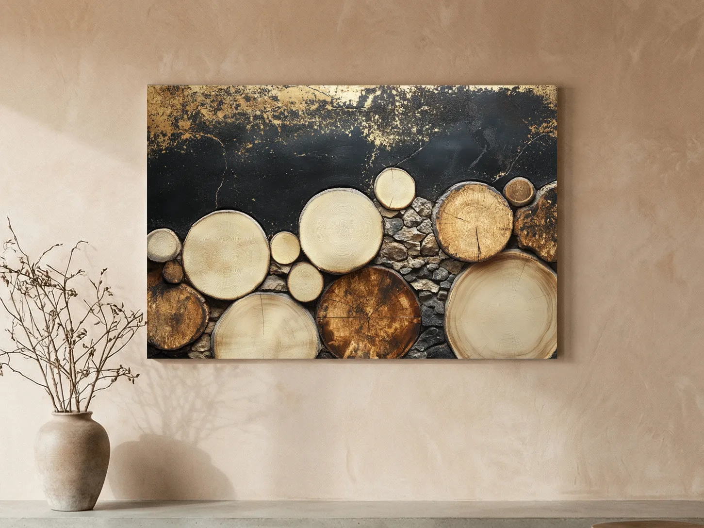 Rustic Wood & Stone Texture - Modern Farmhouse Wall Art
