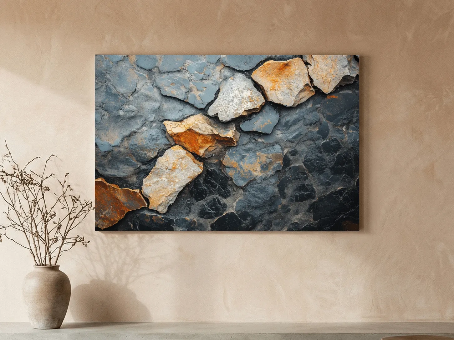 Textured Slate Stone Abstract - Modern Rustic Rock Wall Art