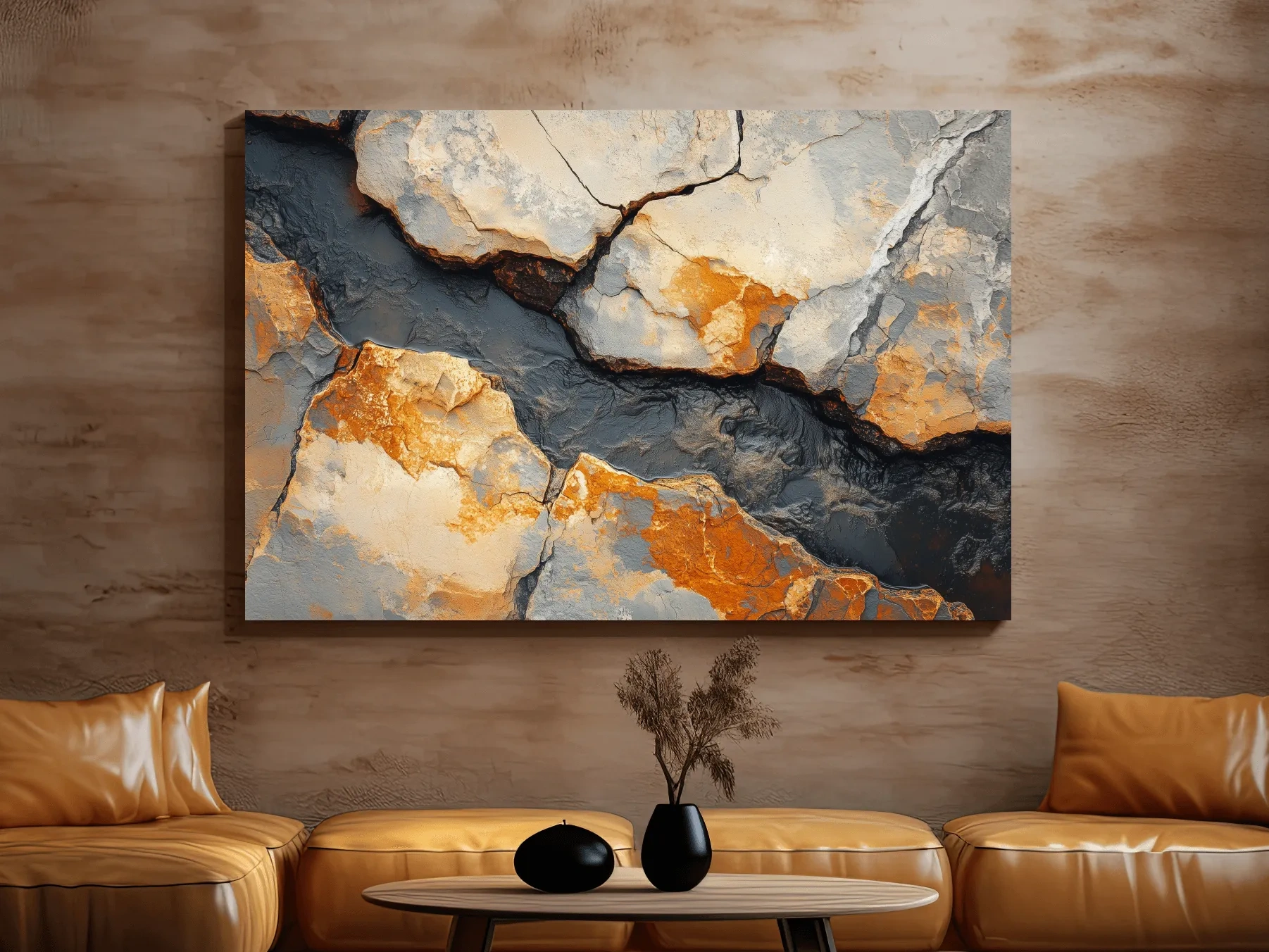 Natural stone and rock wall art, textured rustic artwork