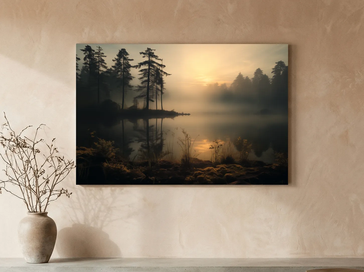 Nature Photography Wall Art - Misty Lake Sunrise & Forest