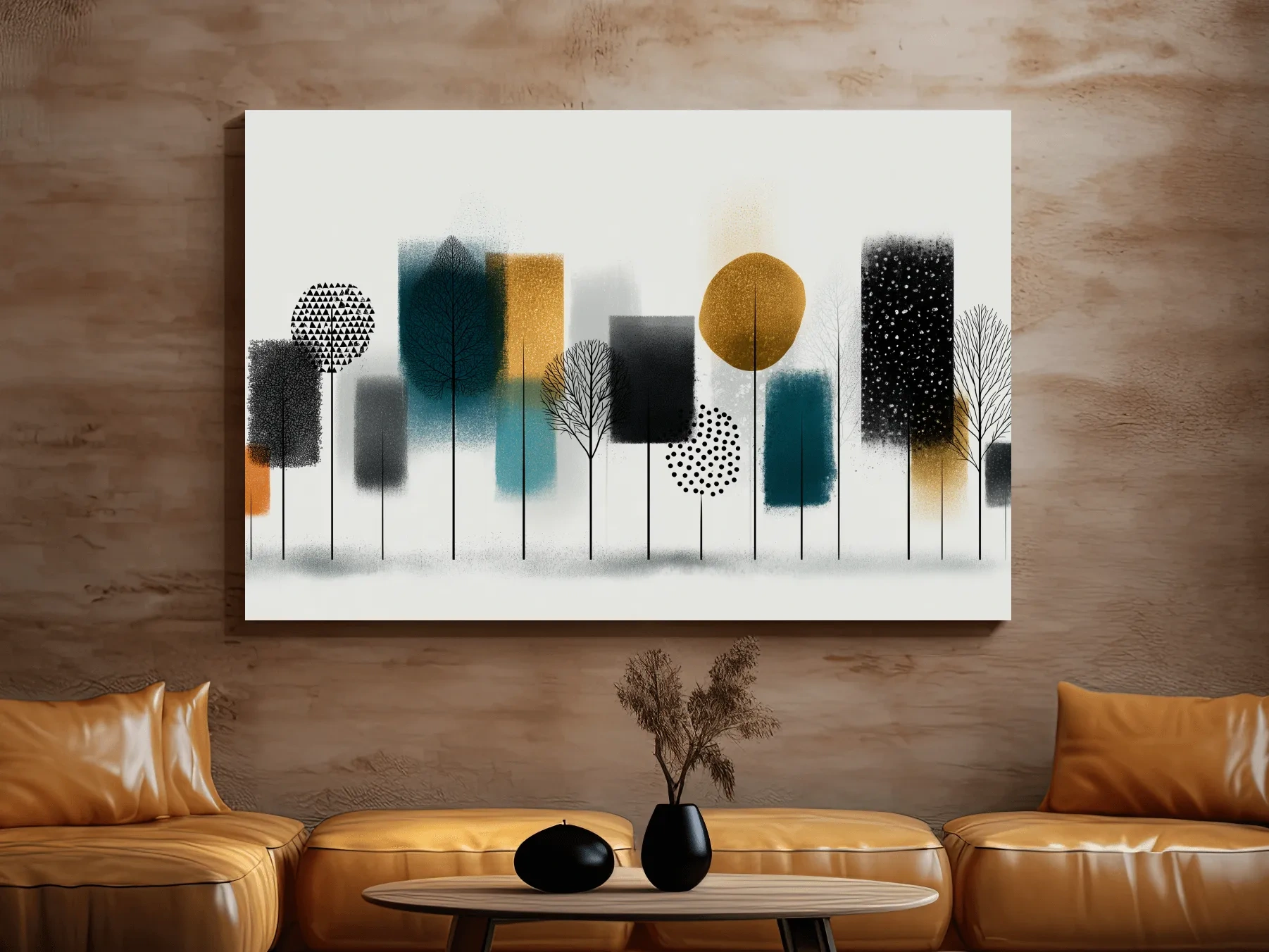 Abstract Minimalist Forest Grove Silhouettes - Modern Scandinavian Geometric Wall Art