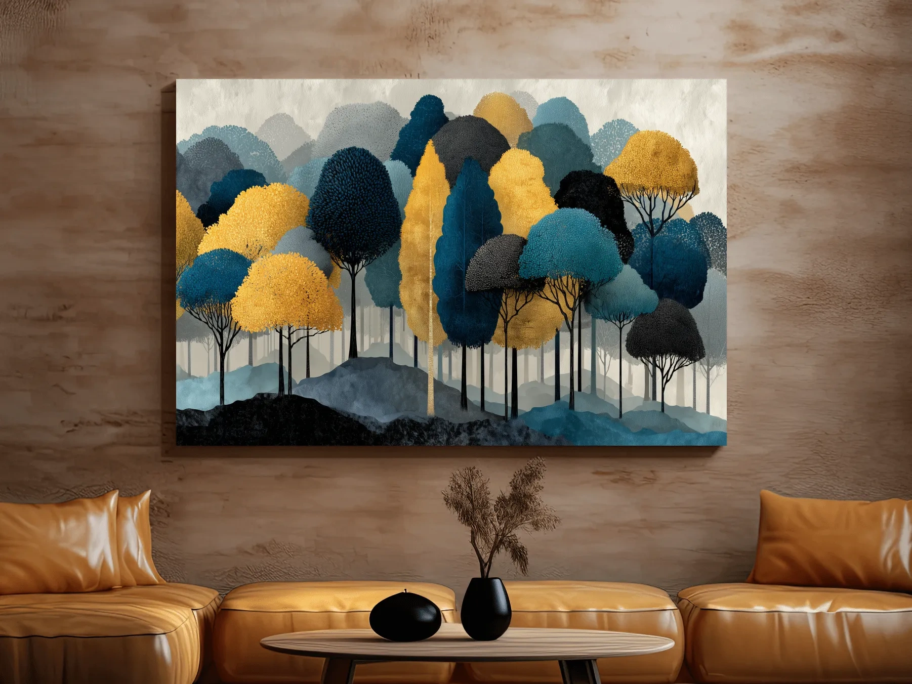 Abstract Woodland Forest Landscape - Contemporary Bohemian Wall Art