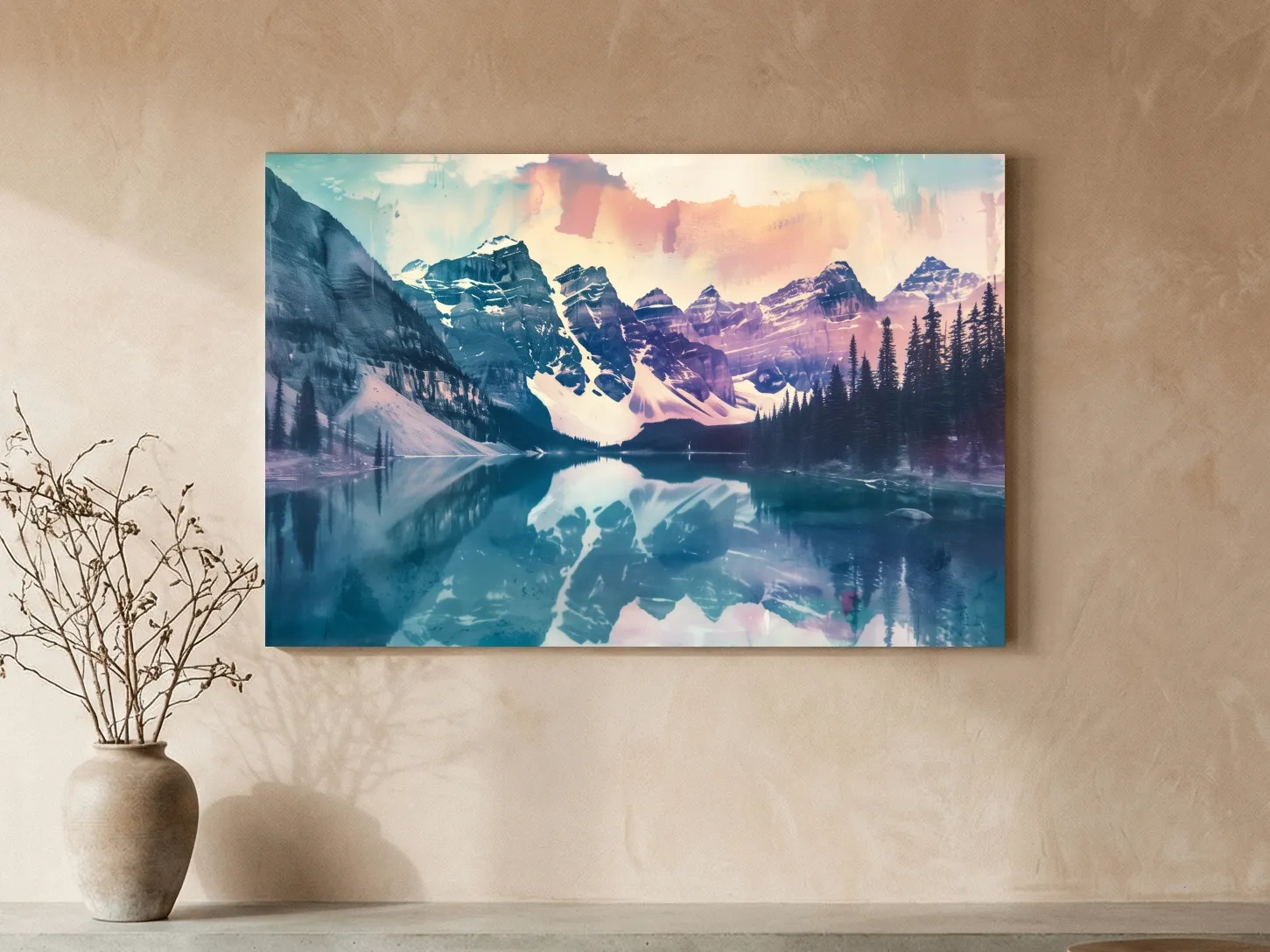 Valley of the Ten Peaks Watercolor Painting - Moraine Lake Banff Wall Art