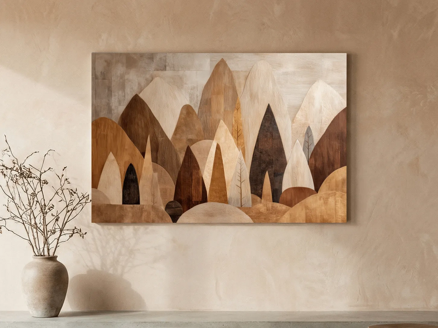 Earthy Abstract Boho Mountains - Modern Minimalist Forest Wall Art