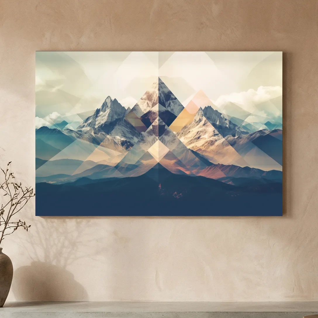 Geometric Abstract Alpine Mountain Peaks - Modern Polygon Landscape Wall Art