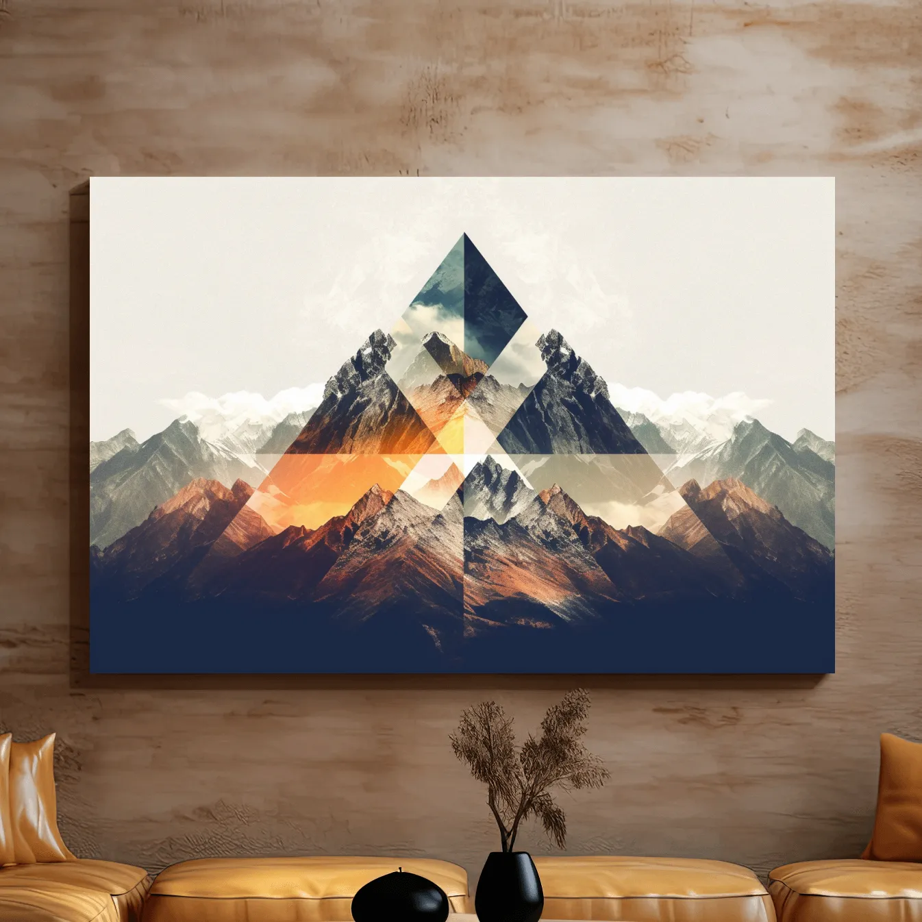 Abstract and geometric textured mountain art