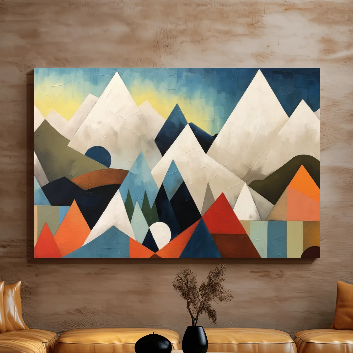 Abstract suprematism mountain painting