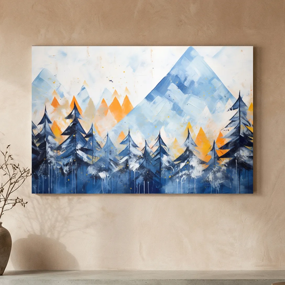 Abstract Alpine Mountain Peaks - Watercolor Forest Wall Art