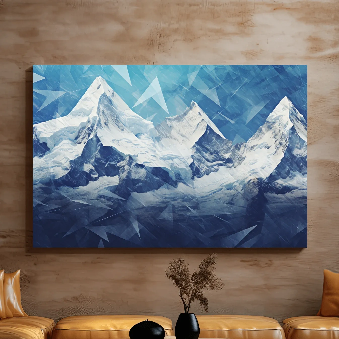 Geometric Icy Glacial Alpine Peaks - Abstract Mountain Landscape Wall Art