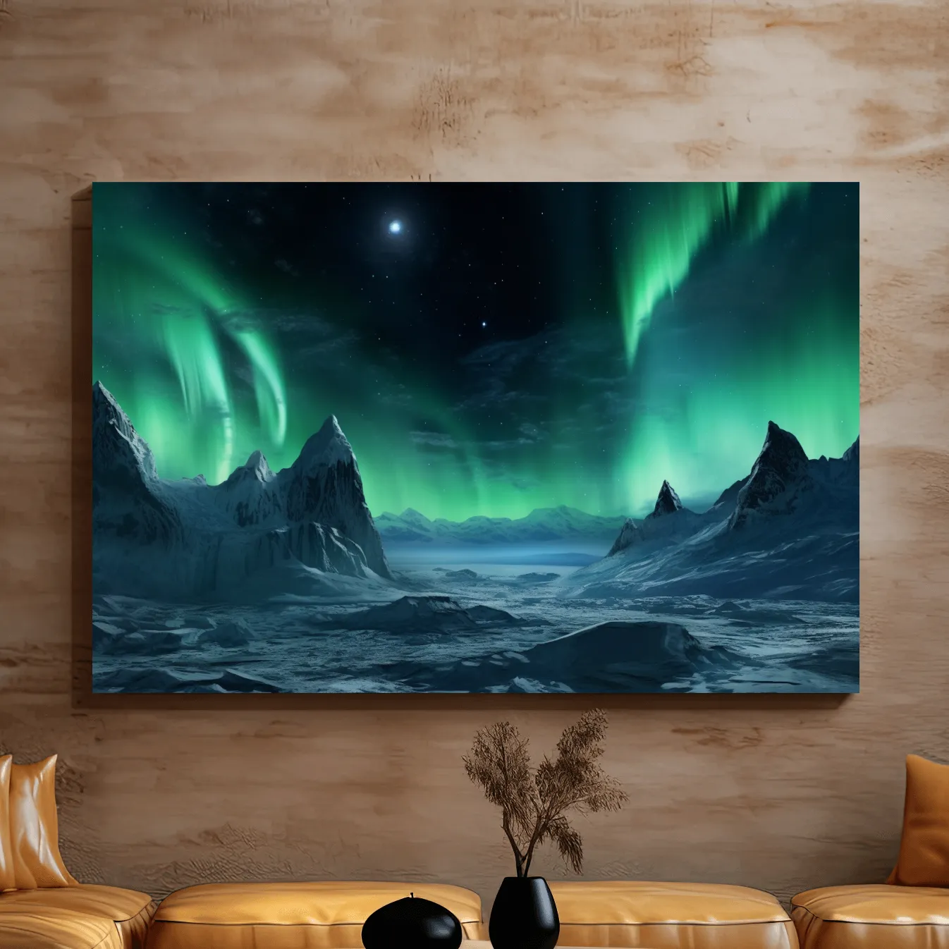 Photographic art, northern lights over the arctic