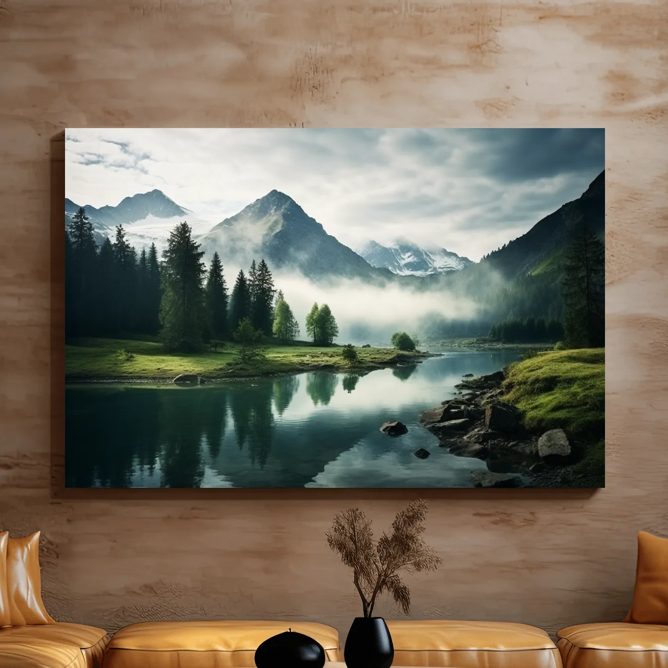 Photographic art, morning mountain mist
