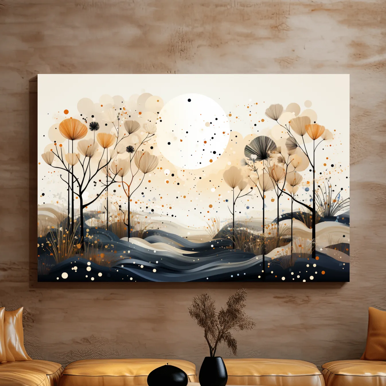 Chic Boho Botanical Dandelion Landscape - Nature Forest Wall Art