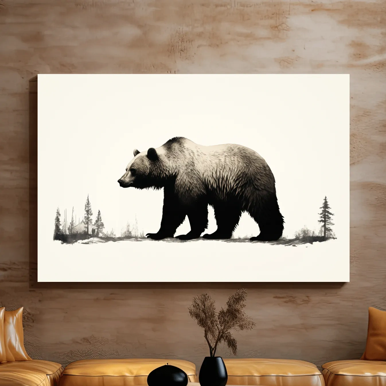 Minimal illustration art of a grizzly bear silhouette