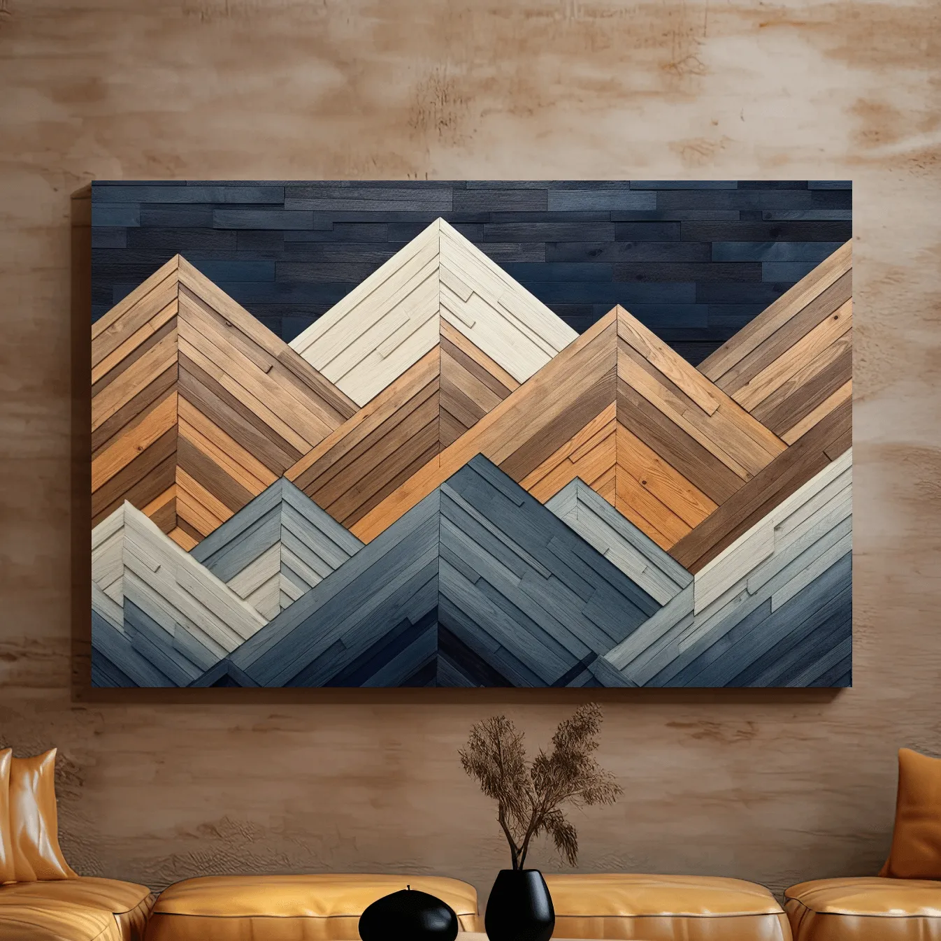 Printed wooden panel mountain art