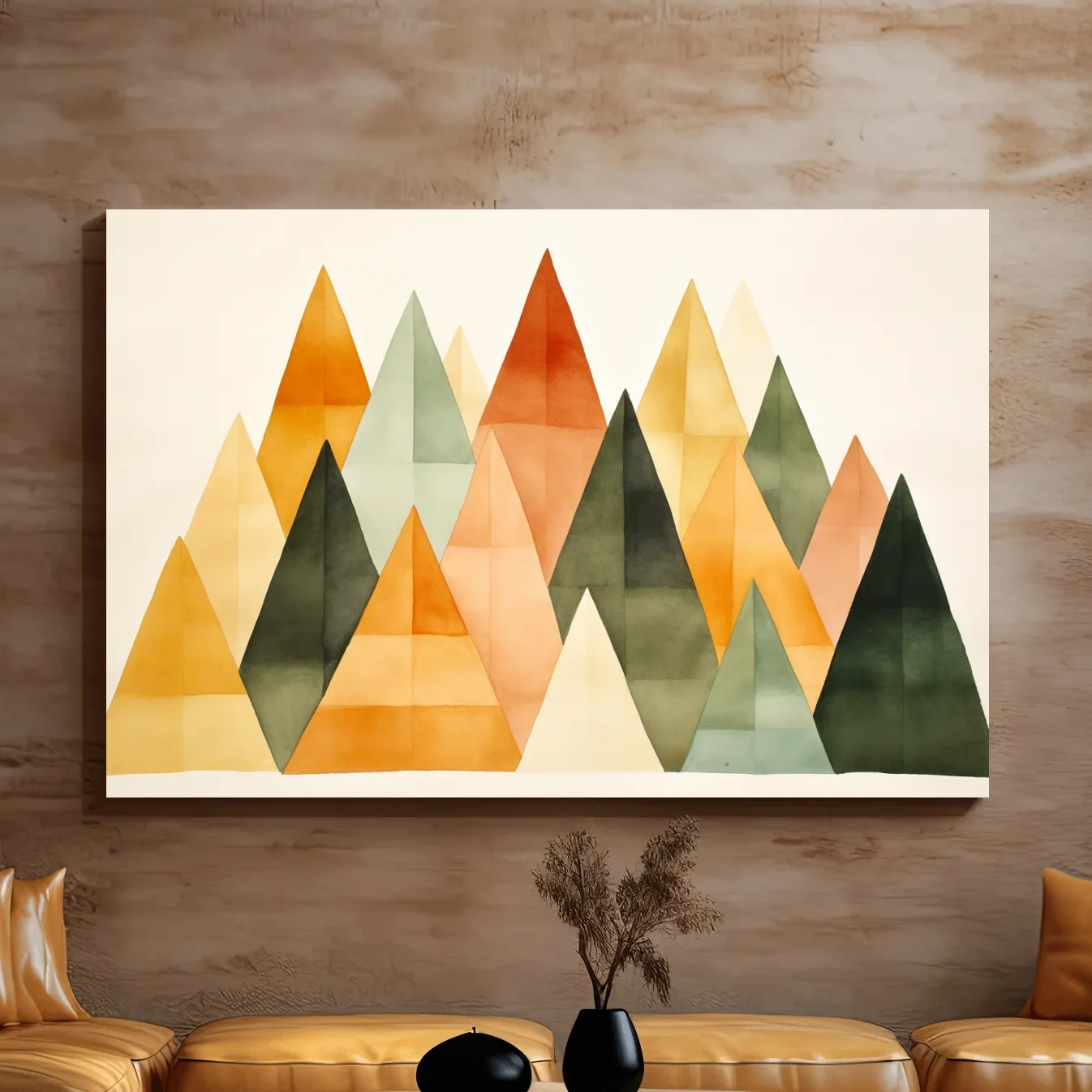 Geometic bohemian mountains illustration wall art
