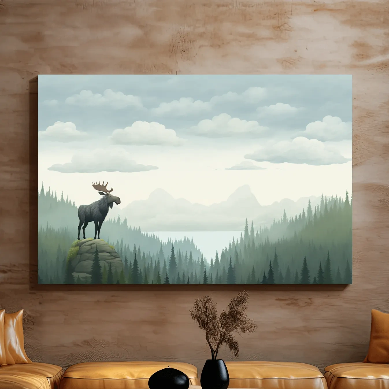 Childrens illustration of a majestic moose, nursery wall art