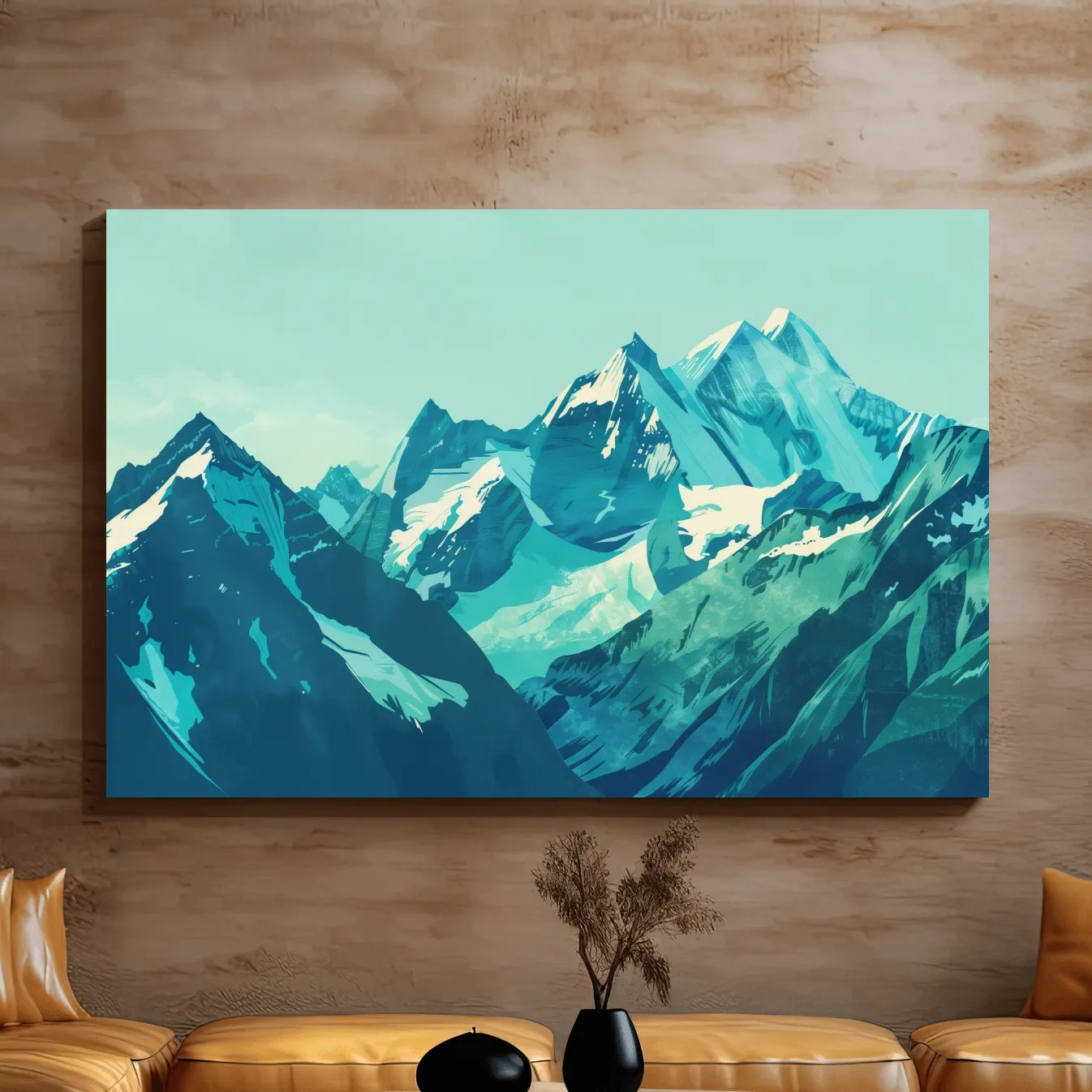 Mountain glacier artwork, stylized vector art