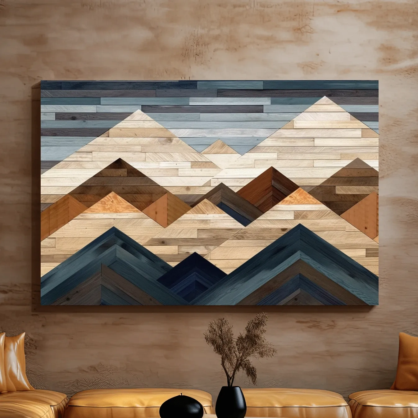 Printed wooden panel mountain art