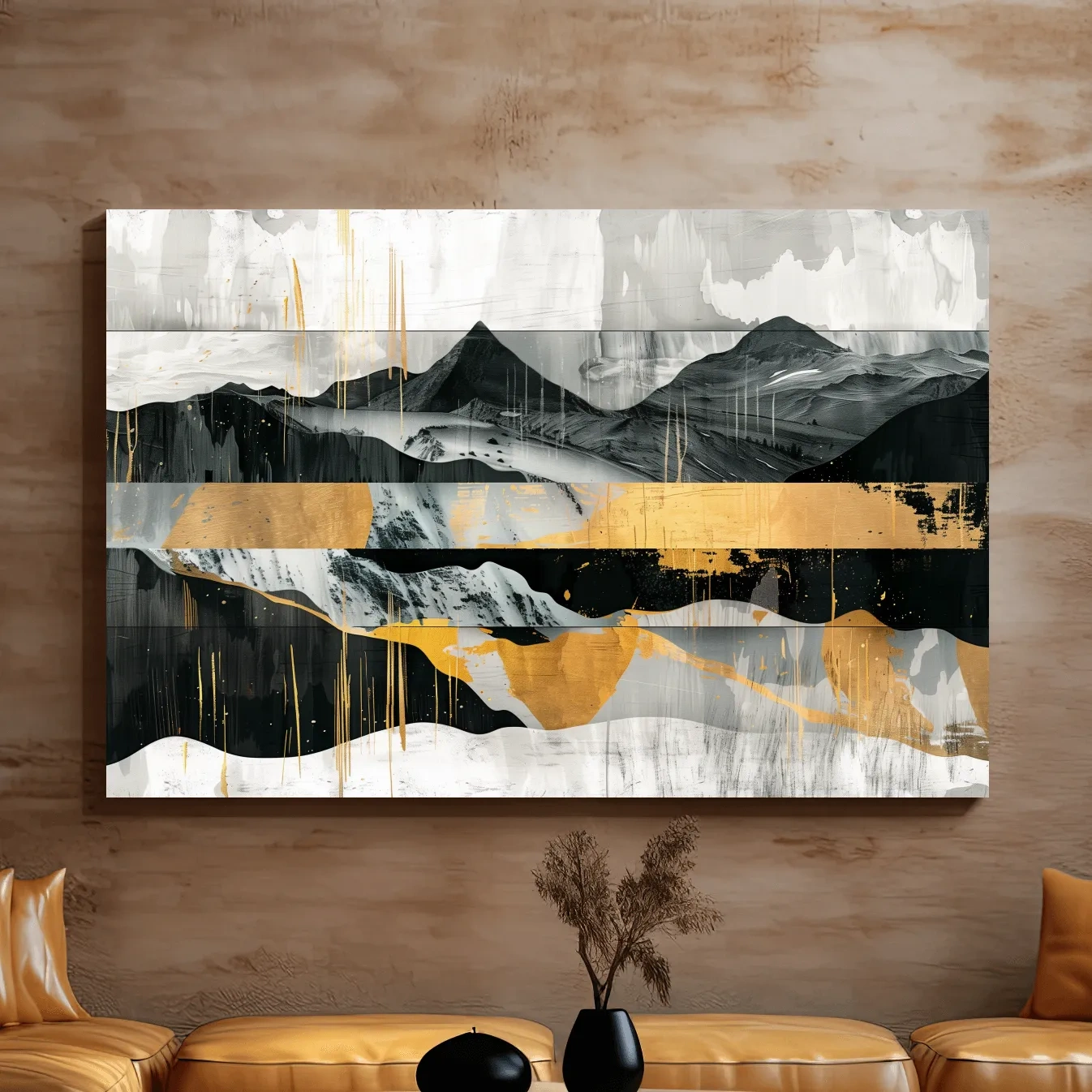 Modern abstract mountain art painting, large format wall art