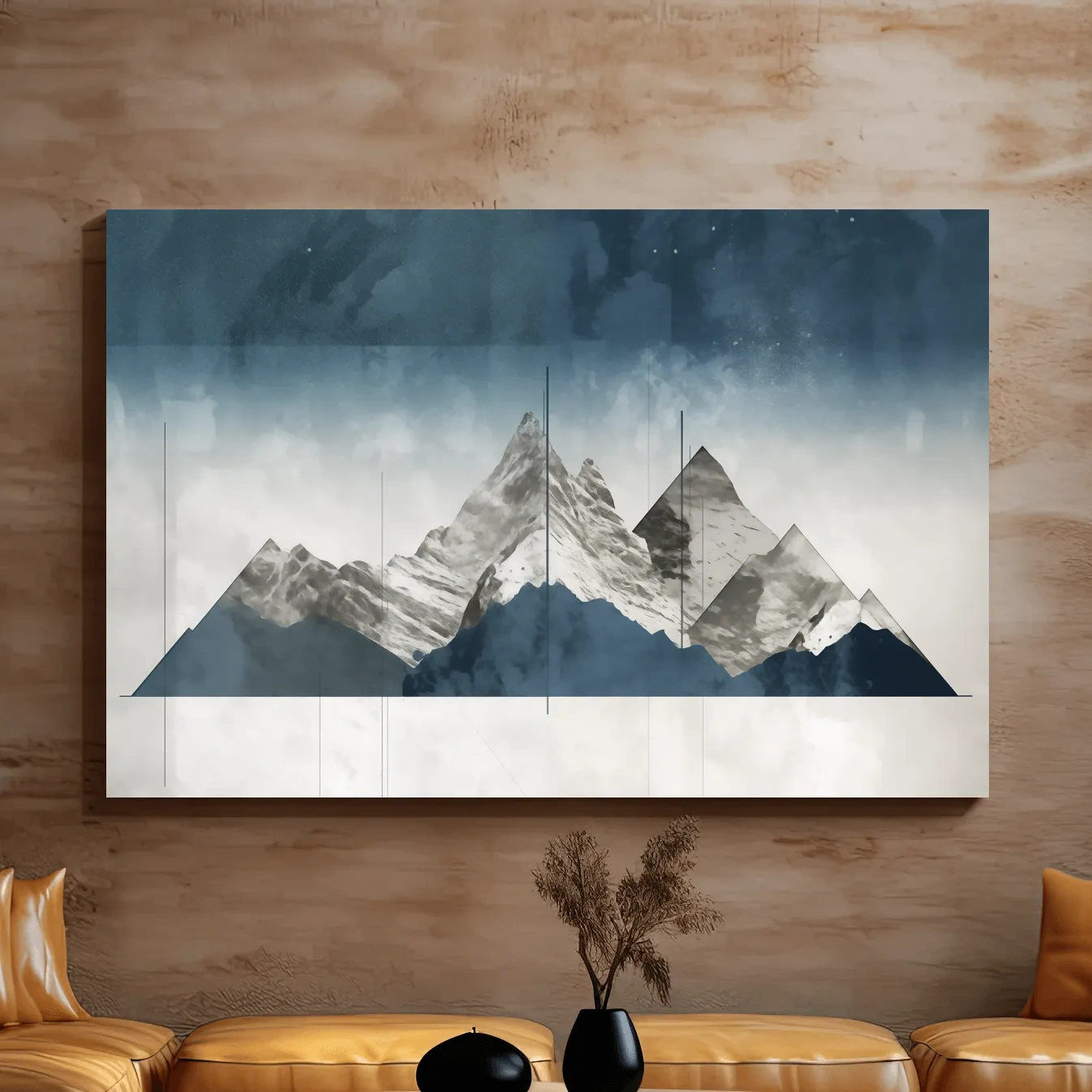 Simple abstract mountain painting