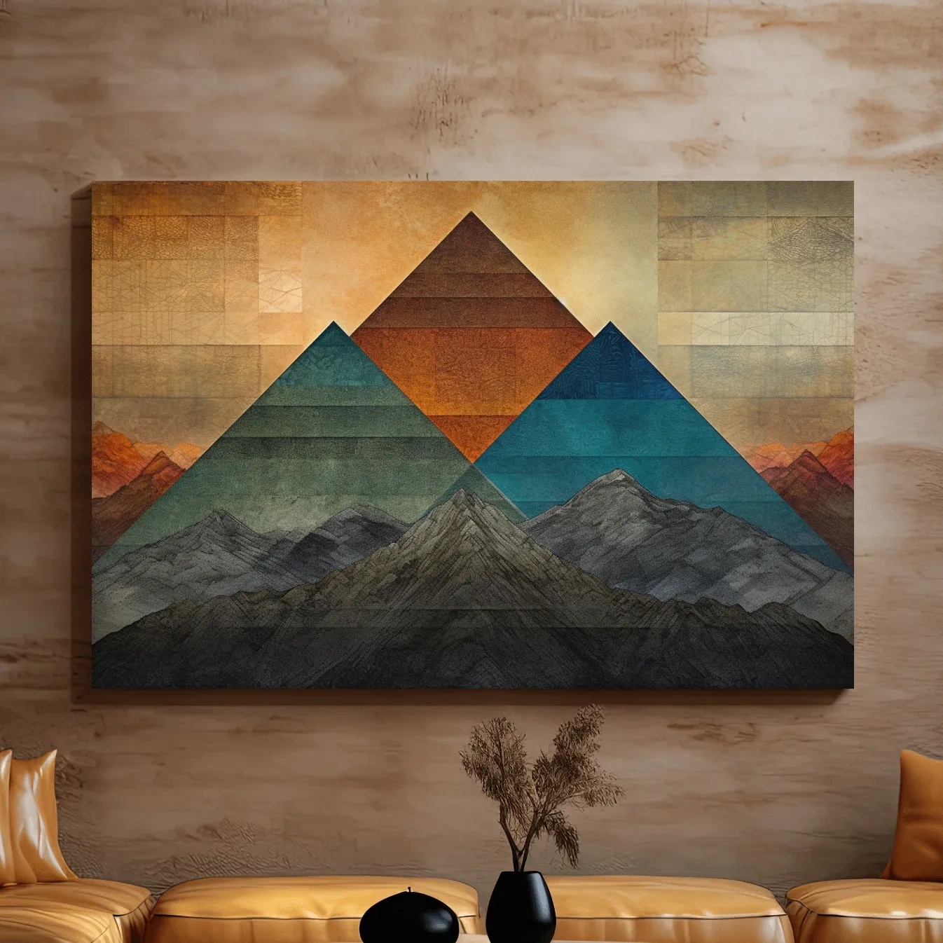 Abstract mountain art, triangular mountain shapes