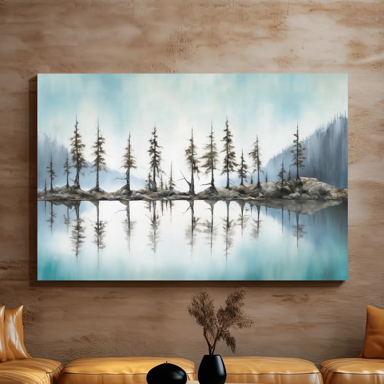 Minimalist Pine Tree Torqouise Alpine Lake Reflection - Pacific Northwest Wall Art