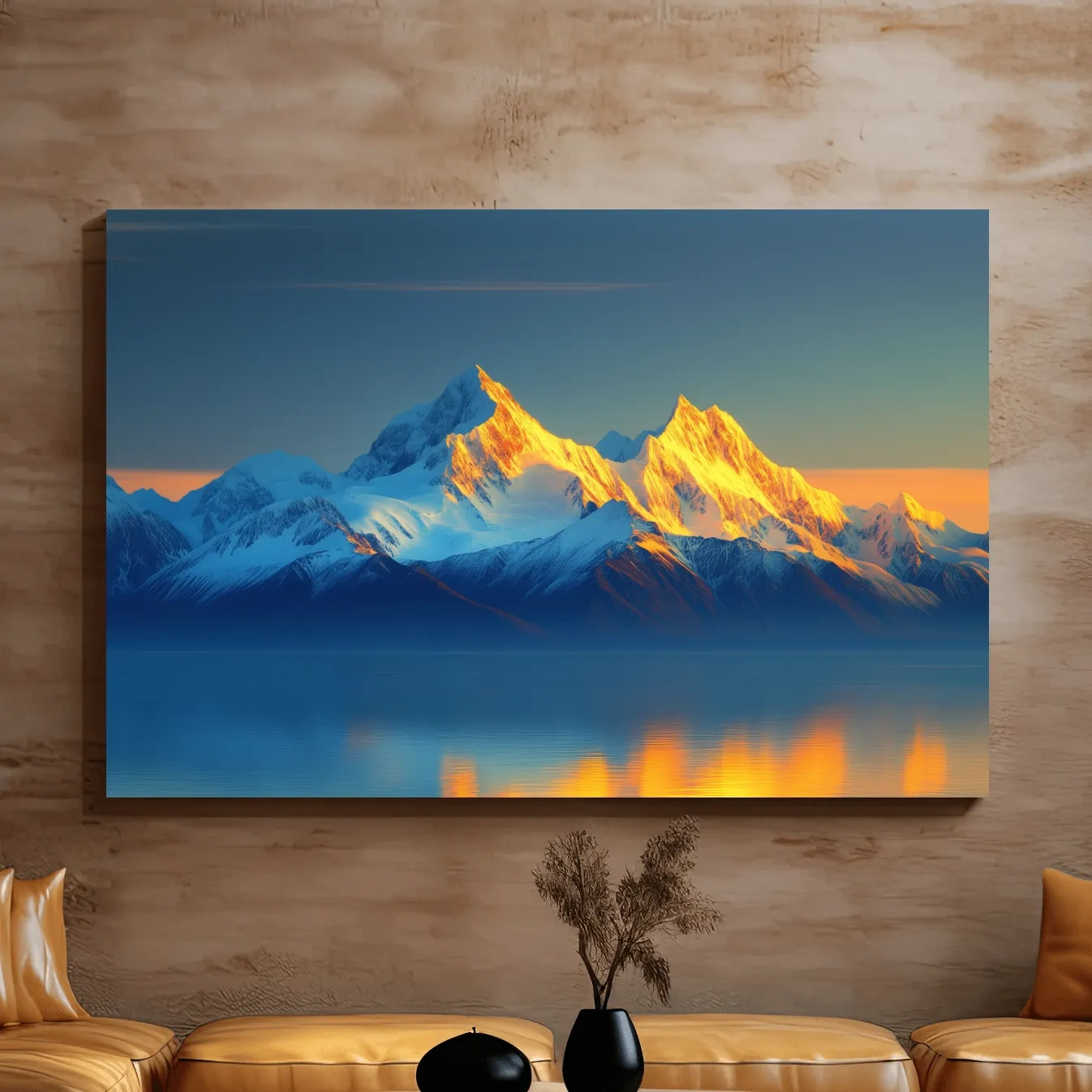 Arctic Glacier Mountain Sunset - Golden Hour Photographic Wall Art