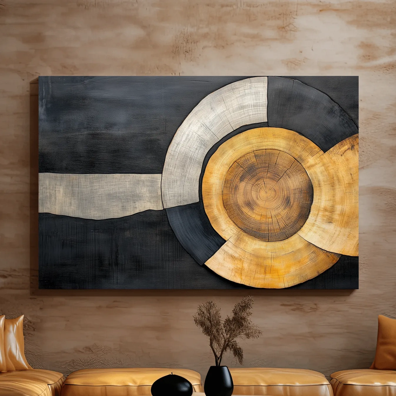 Textured Abstract Wood Grain Circles - Modern Rustic Geometric Wall Art