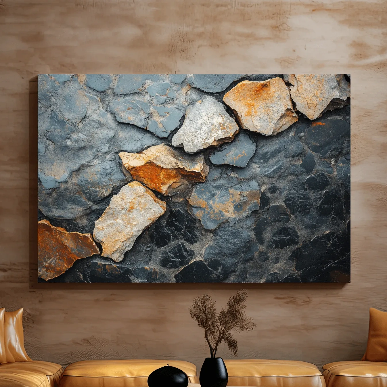 Textured Slate Stone Abstract - Modern Rustic Rock Wall Art