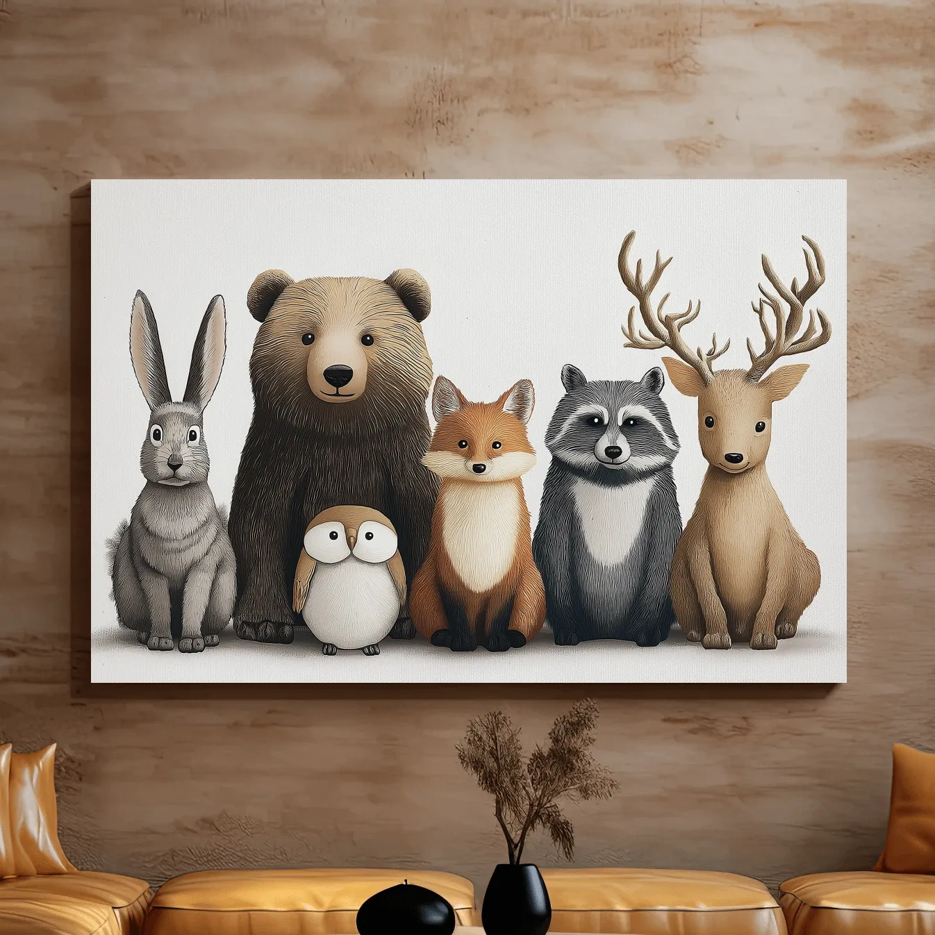 Adorable nursery woodland animals artwork, childrens room decor wall art
