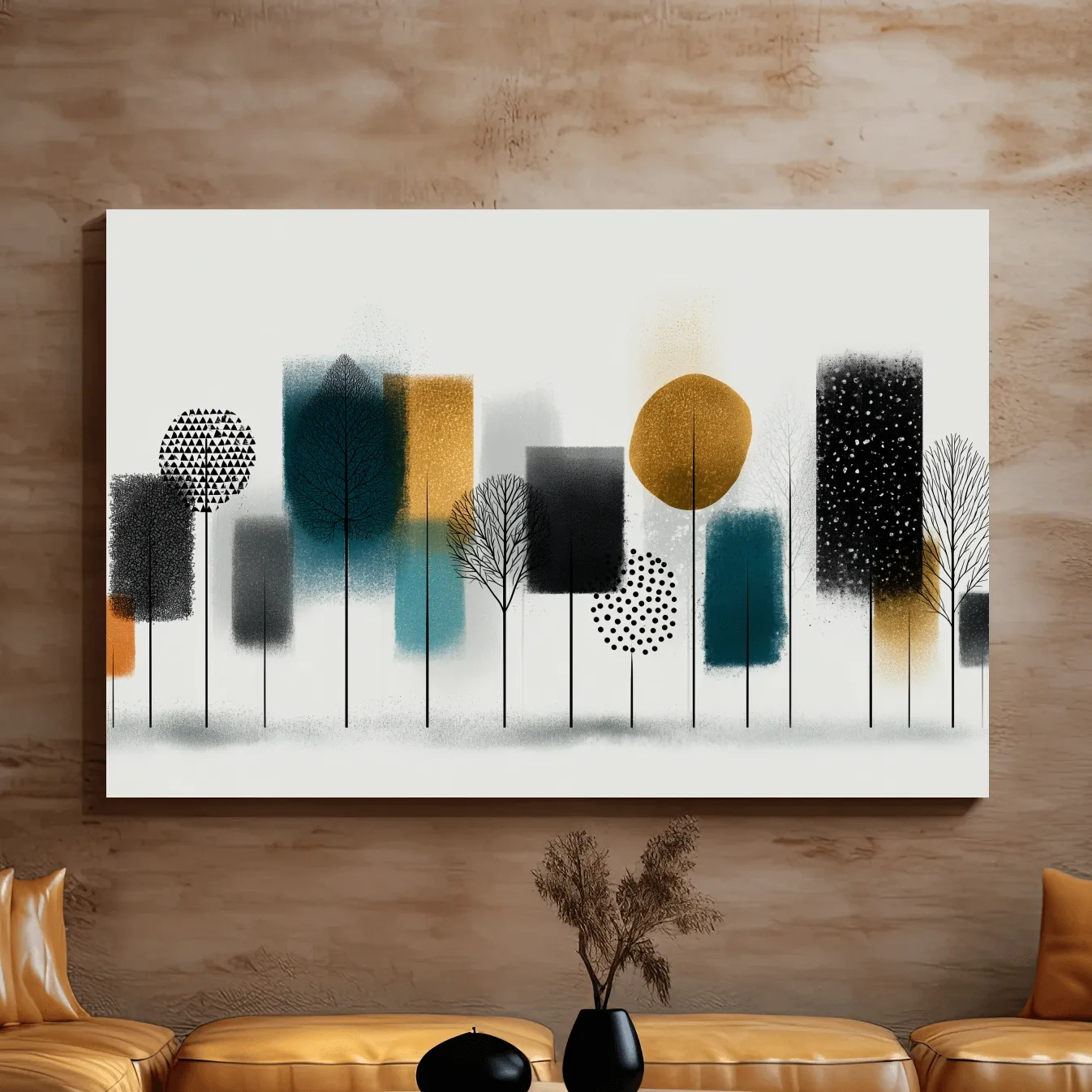 Abstract Minimalist Forest Grove Silhouettes - Modern Scandinavian Geometric Wall Art