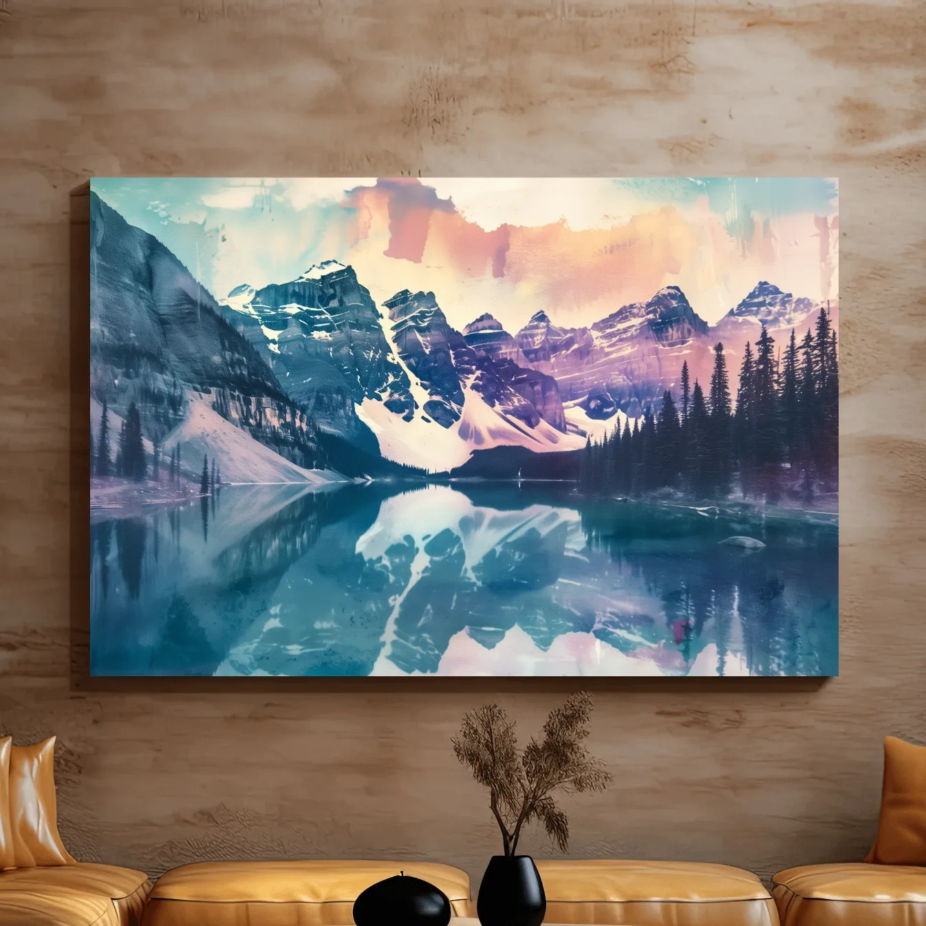Valley of the Ten Peaks Watercolor Painting - Moraine Lake Banff Wall Art