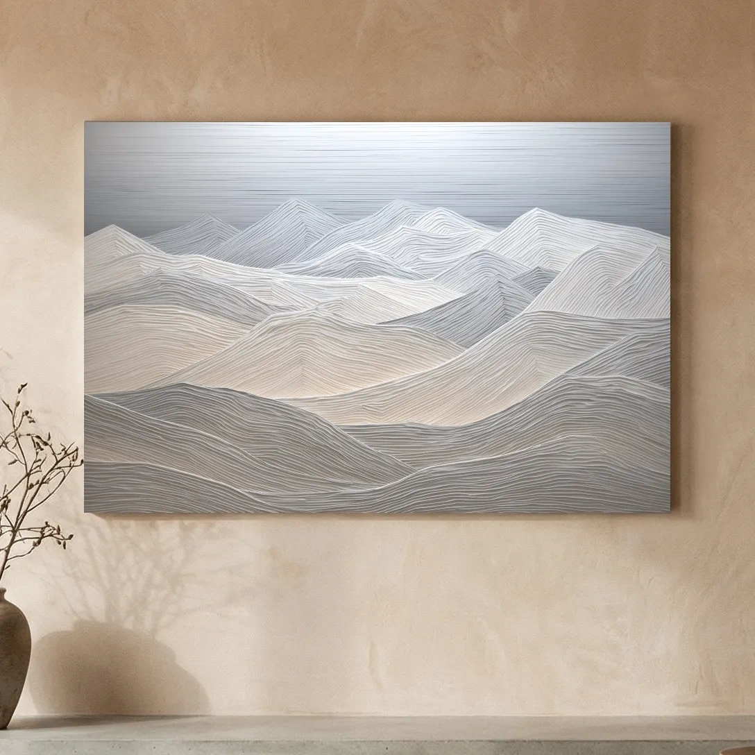 Minimalist Topographic Mountain Ridges - 3D Painting Effect Wall Art